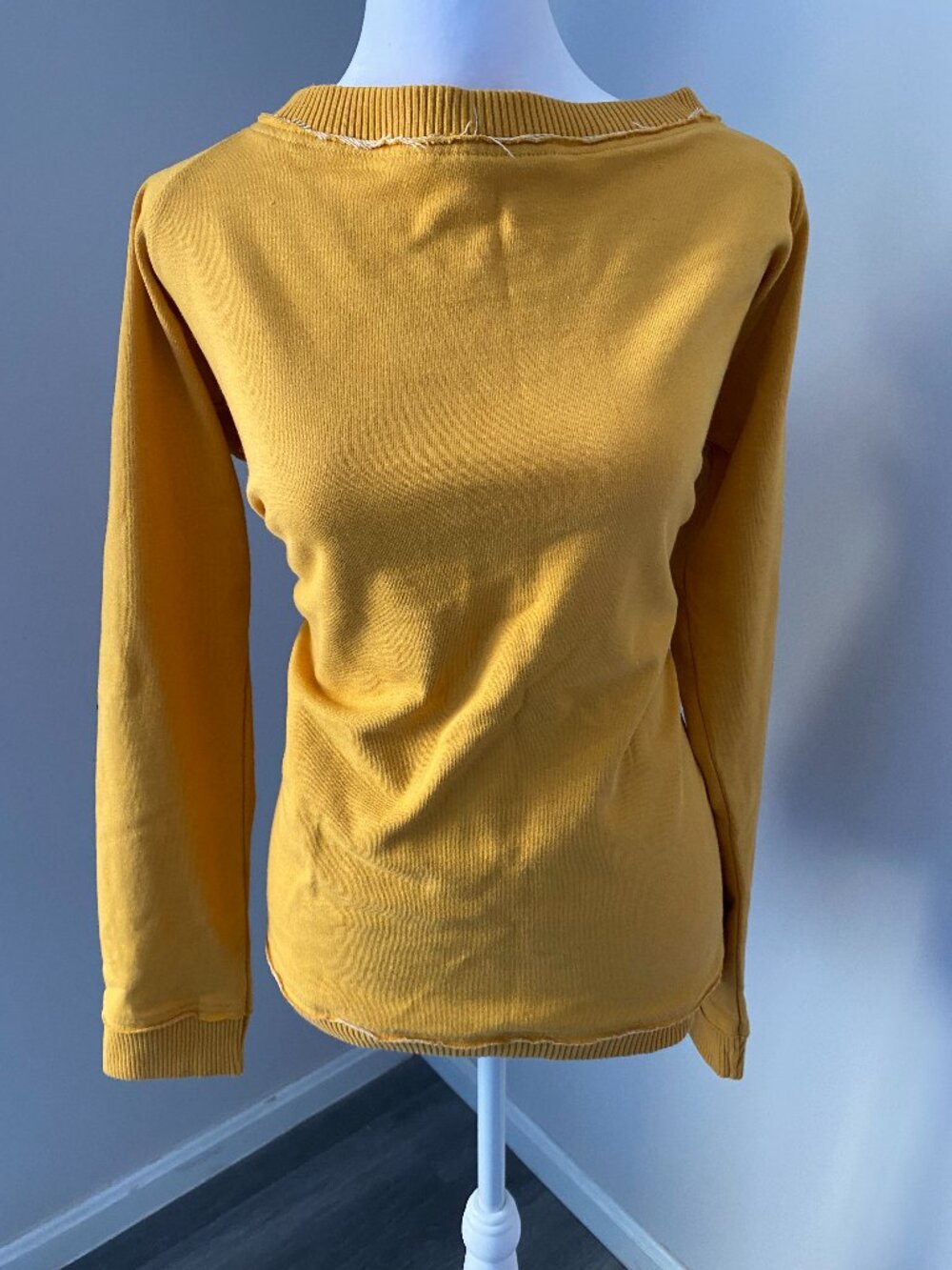 Distressed Hem Mustard Sweatshirt